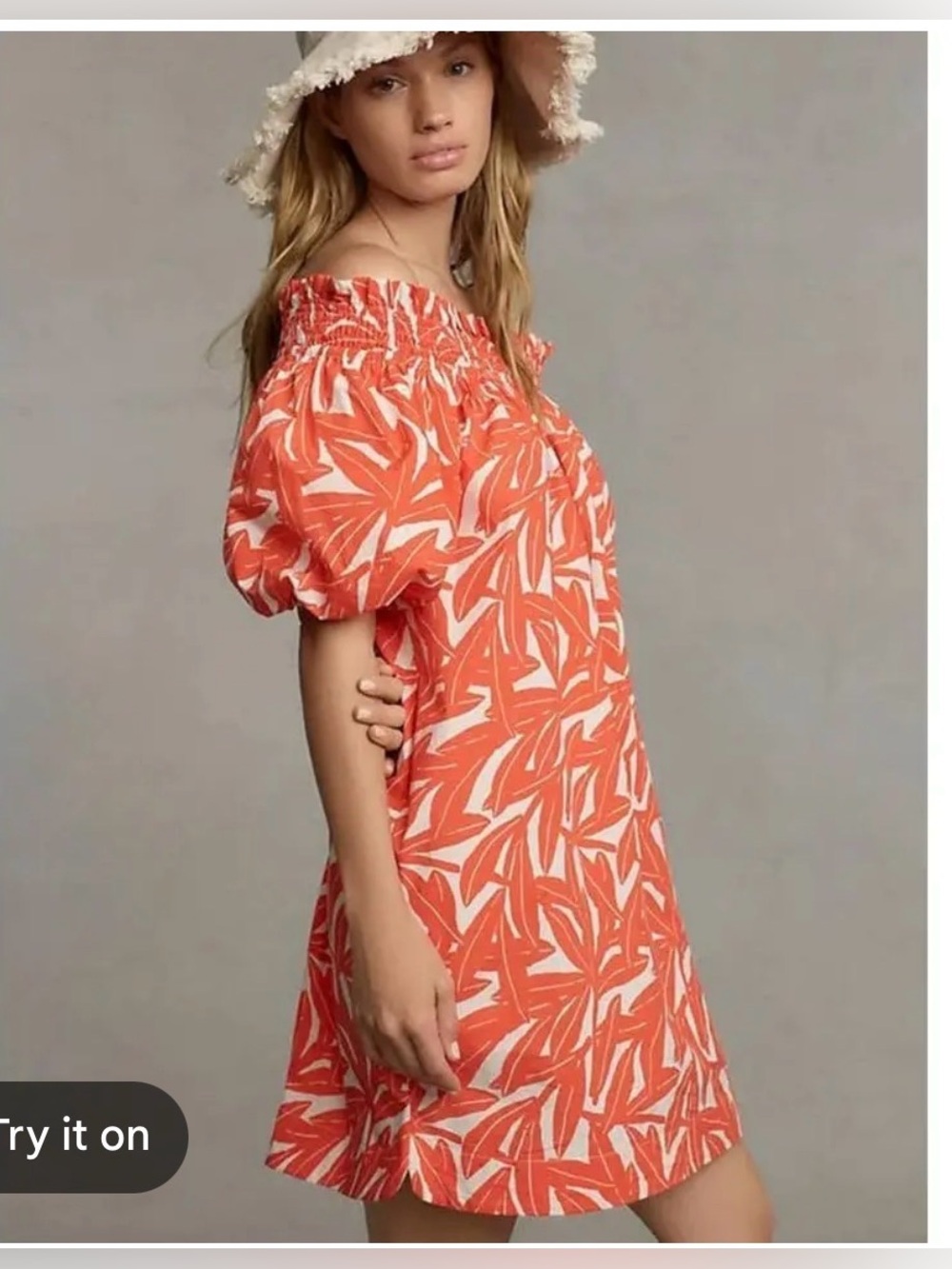 NWOT retail $128 size S #Anthropologie Off-Shoulder Banana Leaf Print Mini Dress